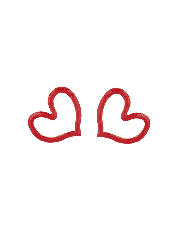 चित्रित Heart Outline Earrings