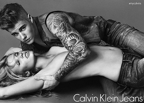 जस्टिन Bieber and Lara Stone for Calvin Klein