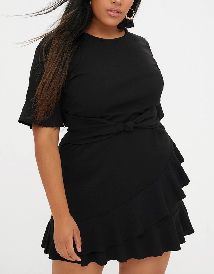 थोड़ा black dress with ruffles