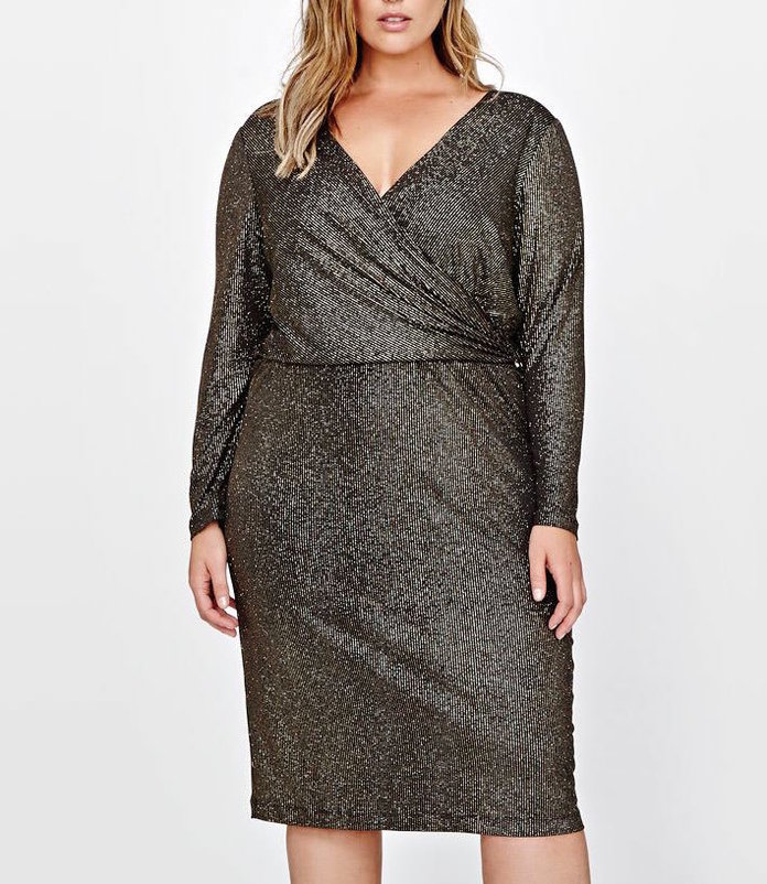 सोना lurex faux wrap dress