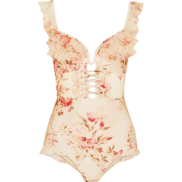 Corsair Ruffled Foral-Print Swimsuit 