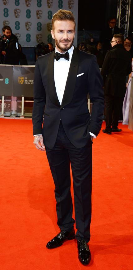 डेविड Beckham in a tuxedo.