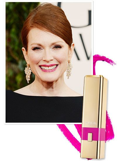 जूलिएन Moore's pop-of-color lip at the Golden Globe Awards