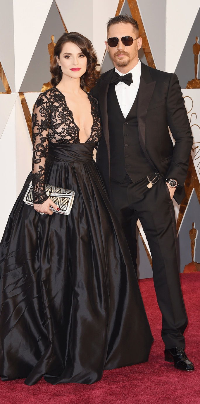 टॉम Hardy and wife Charlotte Riley - Oscars 2016