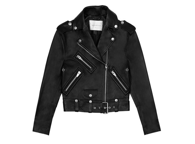 ए Black Leather Moto Jacket