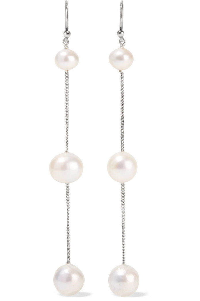 चांदी Pearl Drop Earrings