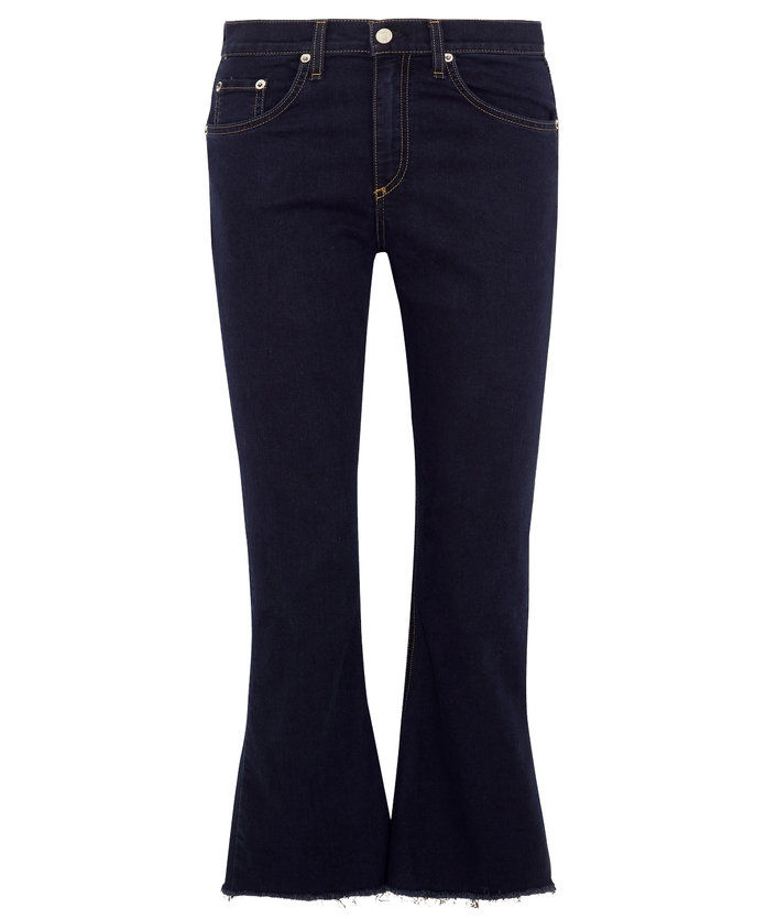 के लिये the love of fray, try these dark wash high-rise jeans. 