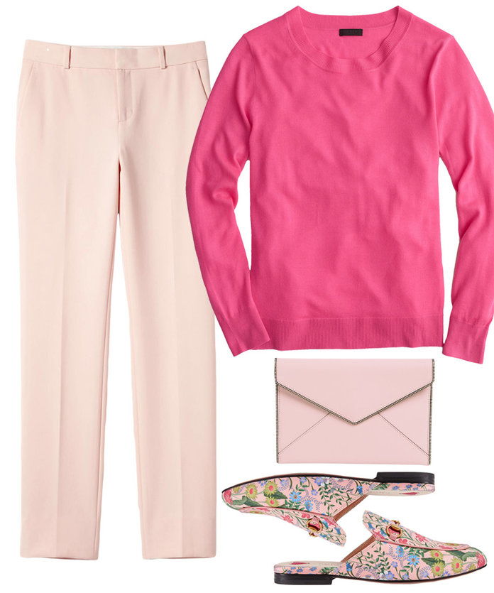 ए pink look suited for the office. 
