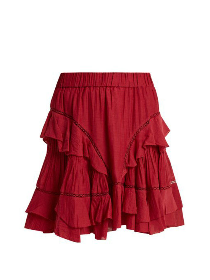 झालरदार Cotton-Blend Mini Skirt 