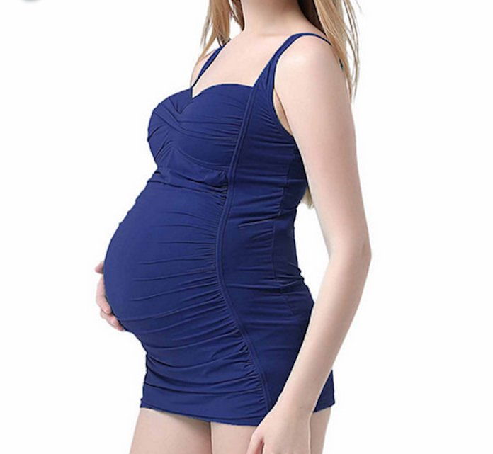 colbalt maternity swim dress