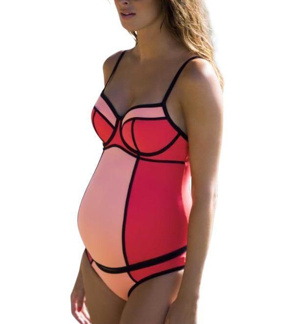 สี block maternity swimsuit