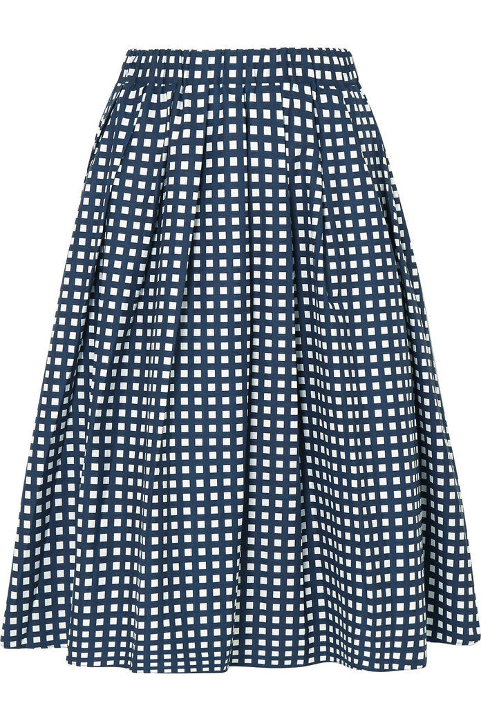चेक किए गए Cotton-Blend Poplin Skirt 