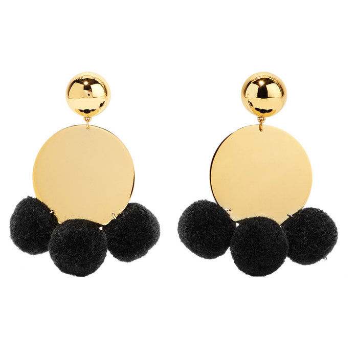 pom-pom embellished gold-plated earrings