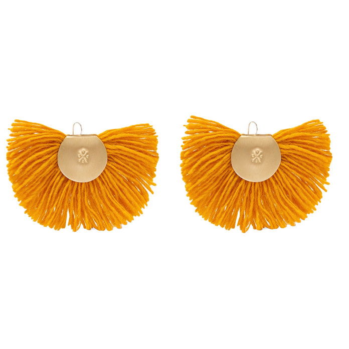 มือ Fan gold-tone wool earrings