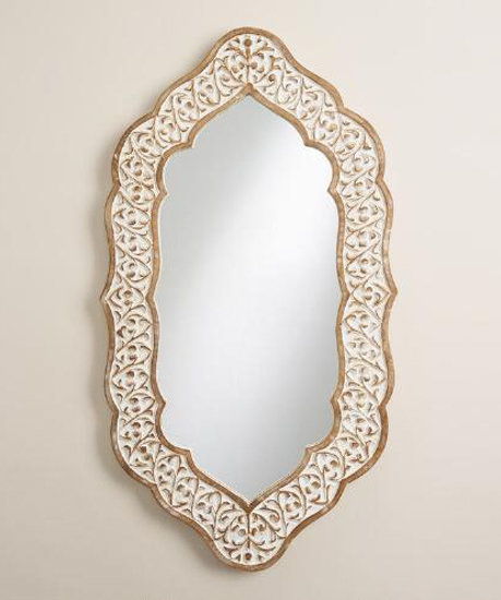विश्व Market White Oval Avasa Scalloped Mirror 