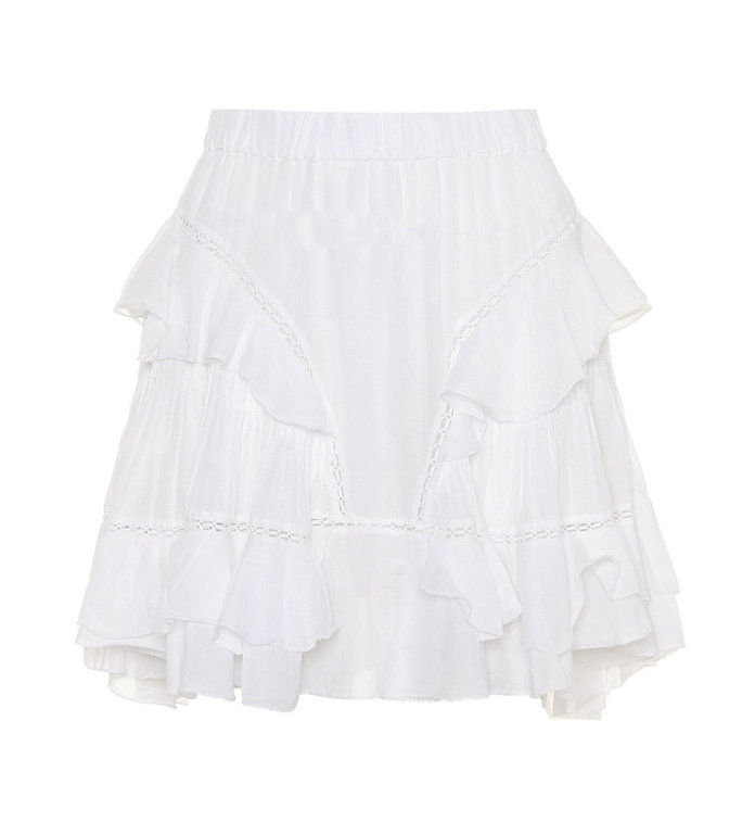 frilled Cotton-Blend Skirt 