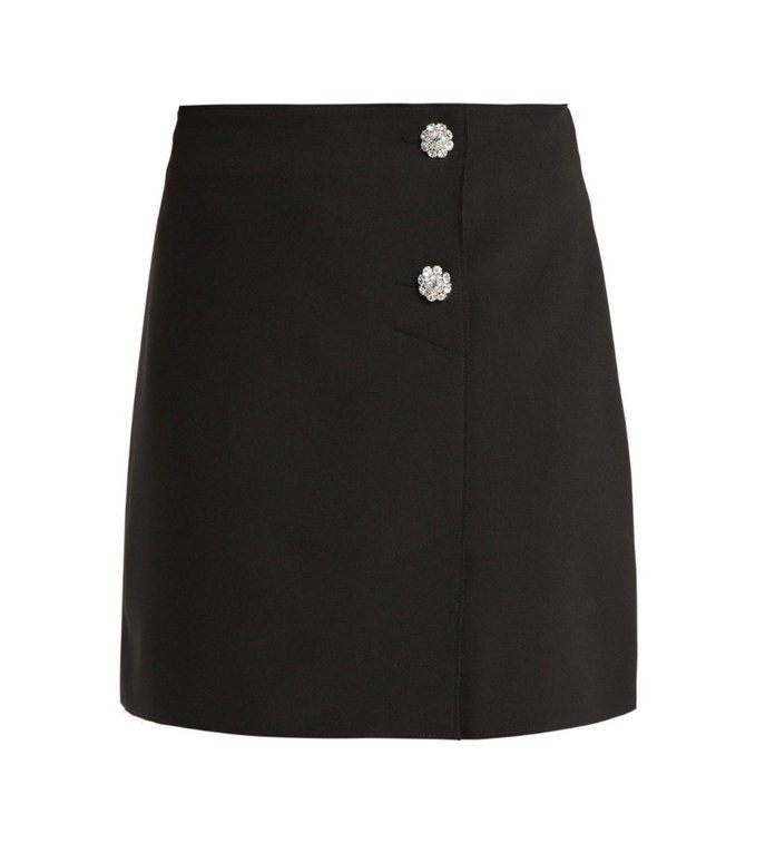คริสตัล Embellished Crepe Mini Skirt 