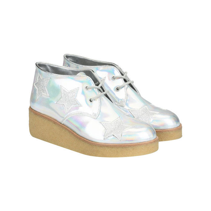 स्टेला Mccartney Silver Glitter Wedge Boots 