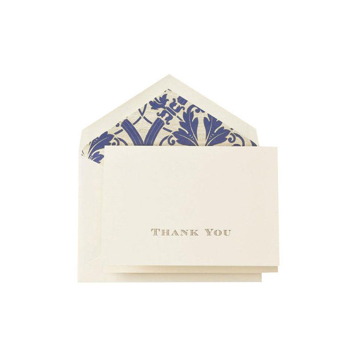 क्रेन & Co. Gold Hand Engraved Regency Thank You Note 