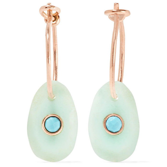 या ऐसा 9-karat rose gold, chrysoprase and turquoise earrings 