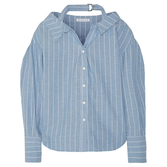 रोजा pinstriped cotton and linen-blend shirt 