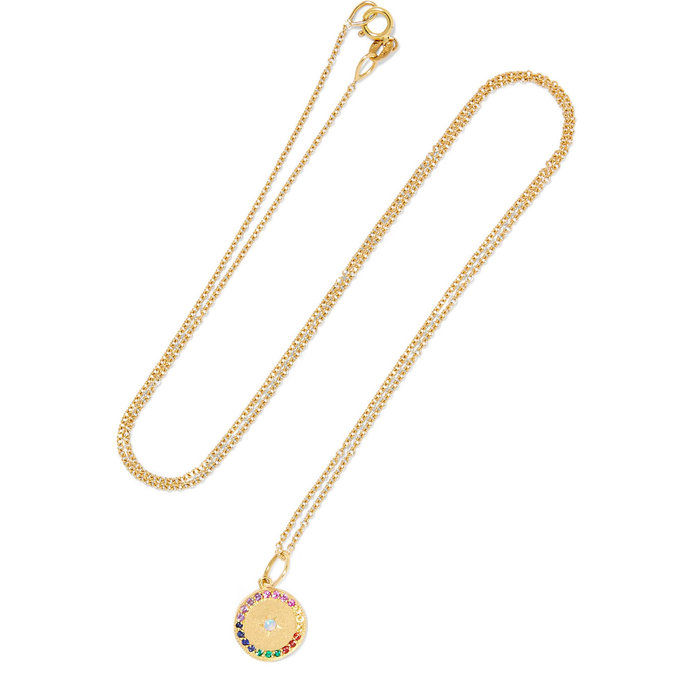 पूर्ण Moon 18-karat gold multi-stone necklace 