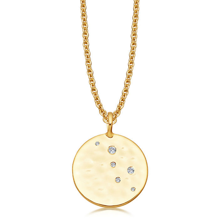 सोना Pave Hammered Disc Necklace 