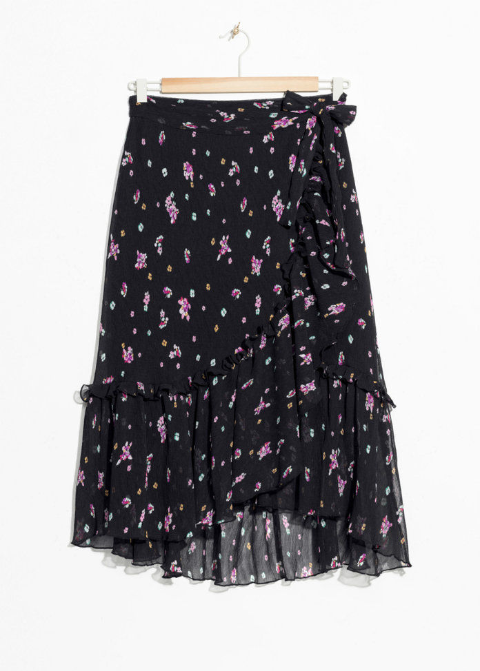 निरा Floral Ruffle Midi Skirt 