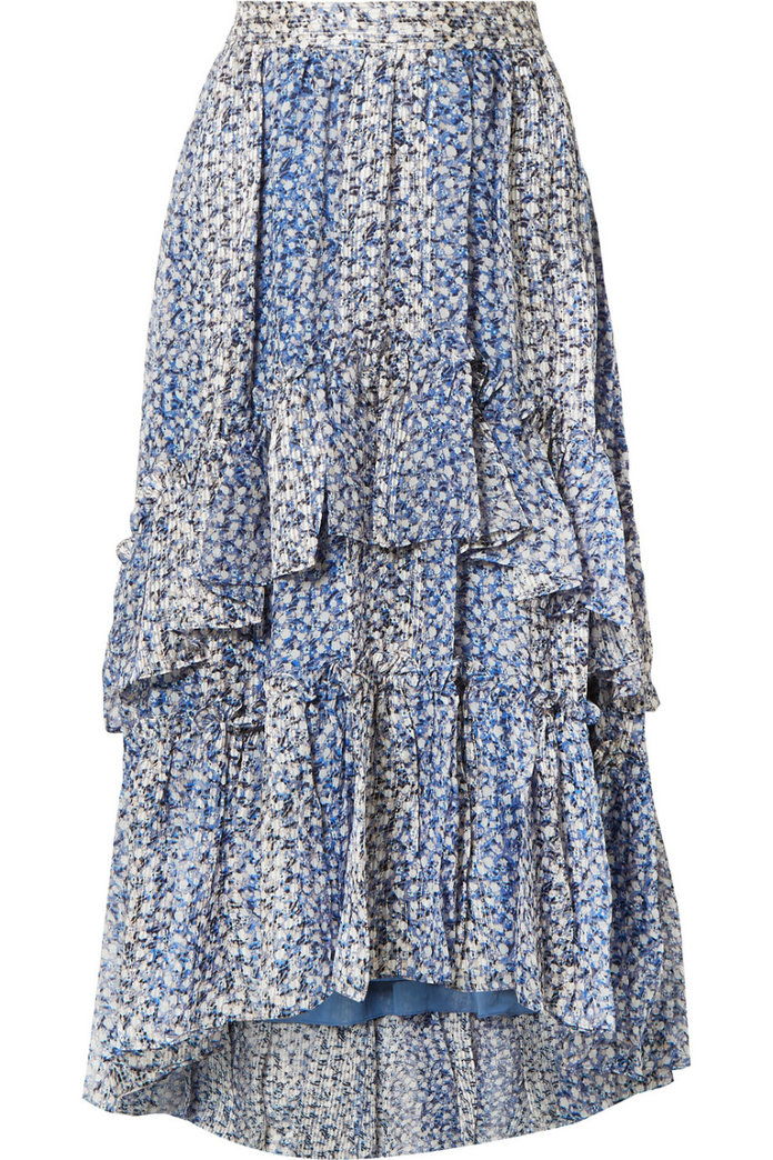 झालरदार Floral-Print Skirt 