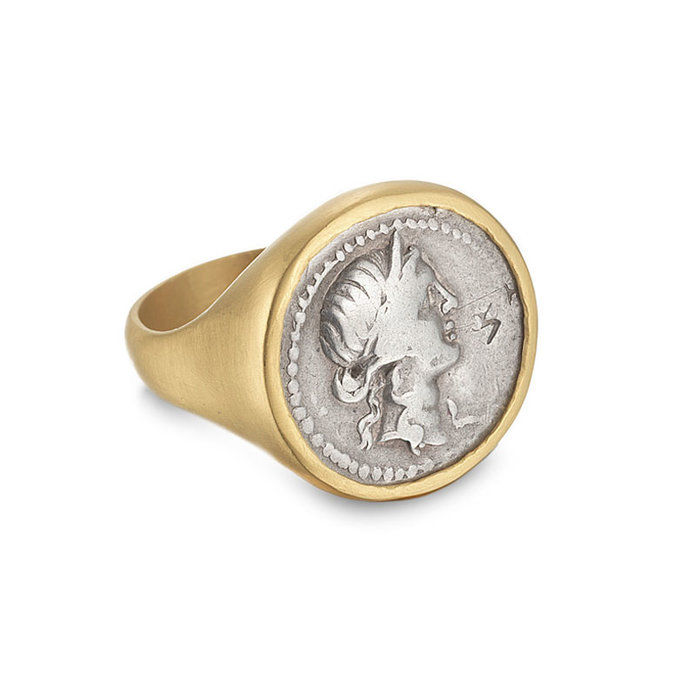 प्राचीन Roman Figurehead Coin Ring 