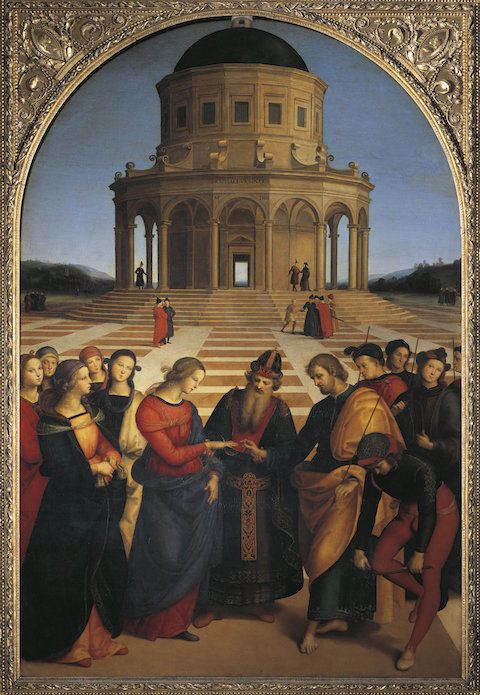 अनिर्दिष्ट - CIRCA 1987: Raffaello Sanzio (1483-1520), The Wedding of the Virgin. (Photo By DEA / G. NIMATALLAH/De Agostini/Getty Images)