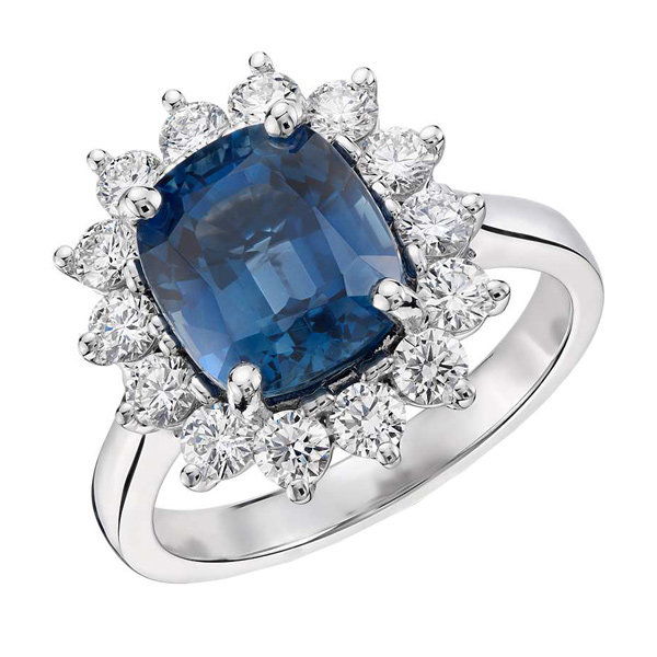 สีน้ำเงิน Nile Sapphire and Diamond Ring 