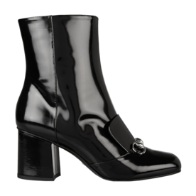 Horsebit विस्तृत patent-leather ankle boots 