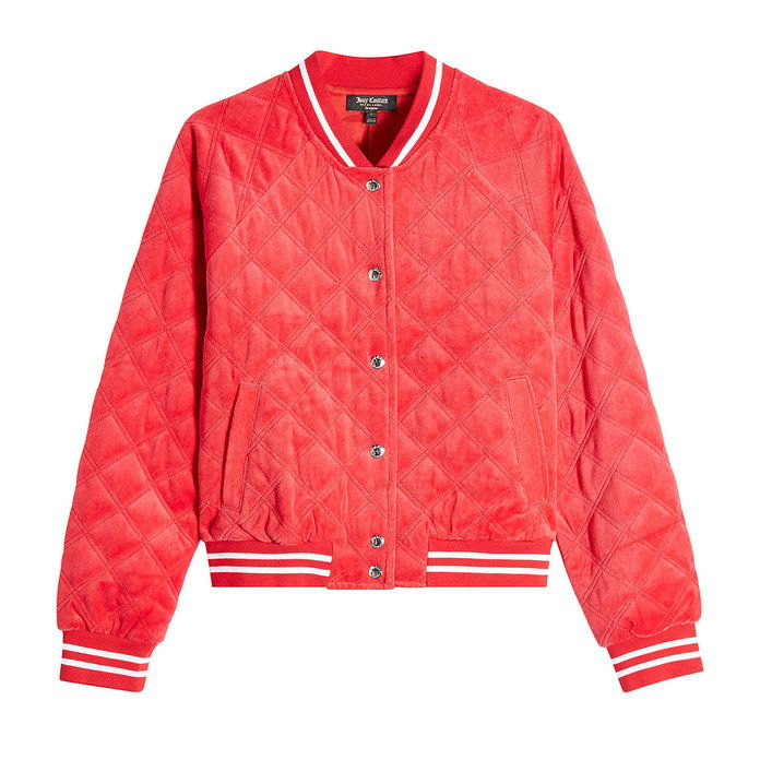 रसीला COUTURE QUILTED VELVET BOMBER JACKET