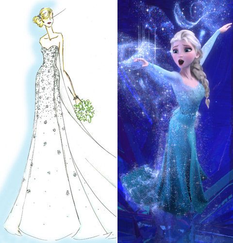 डिज्नी Elsa Frozen Wedding Dress Sketch