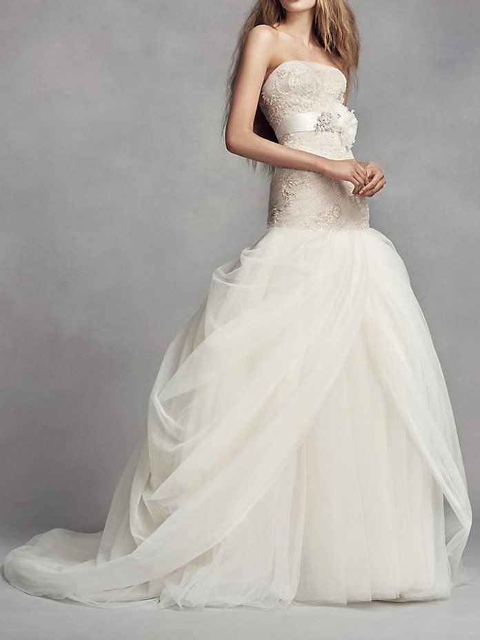 सफेद by Vera Wang Petite Tulle Wedding Dress