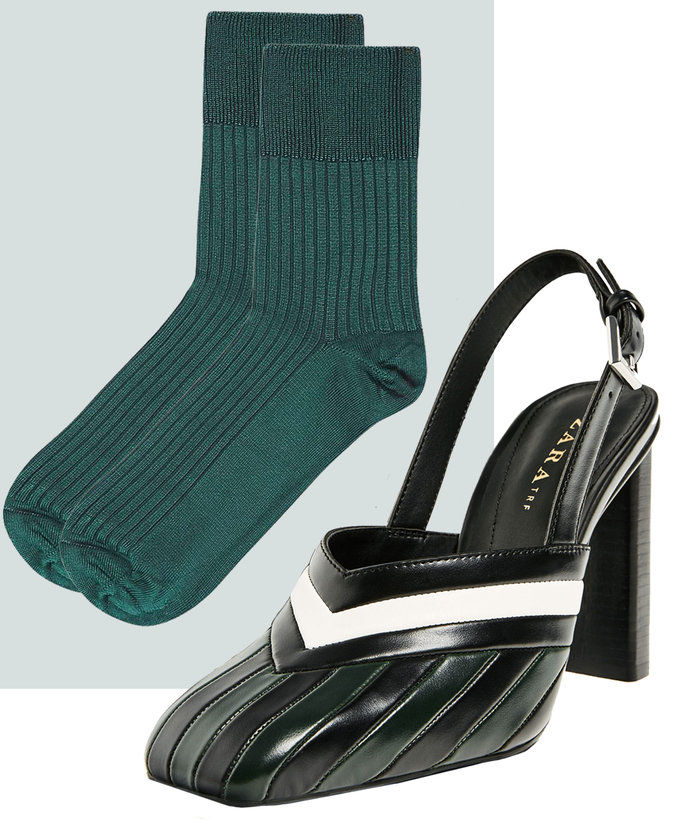 กราฟฟิค Slingbacks + Jewel-Toned Trouser Socks 