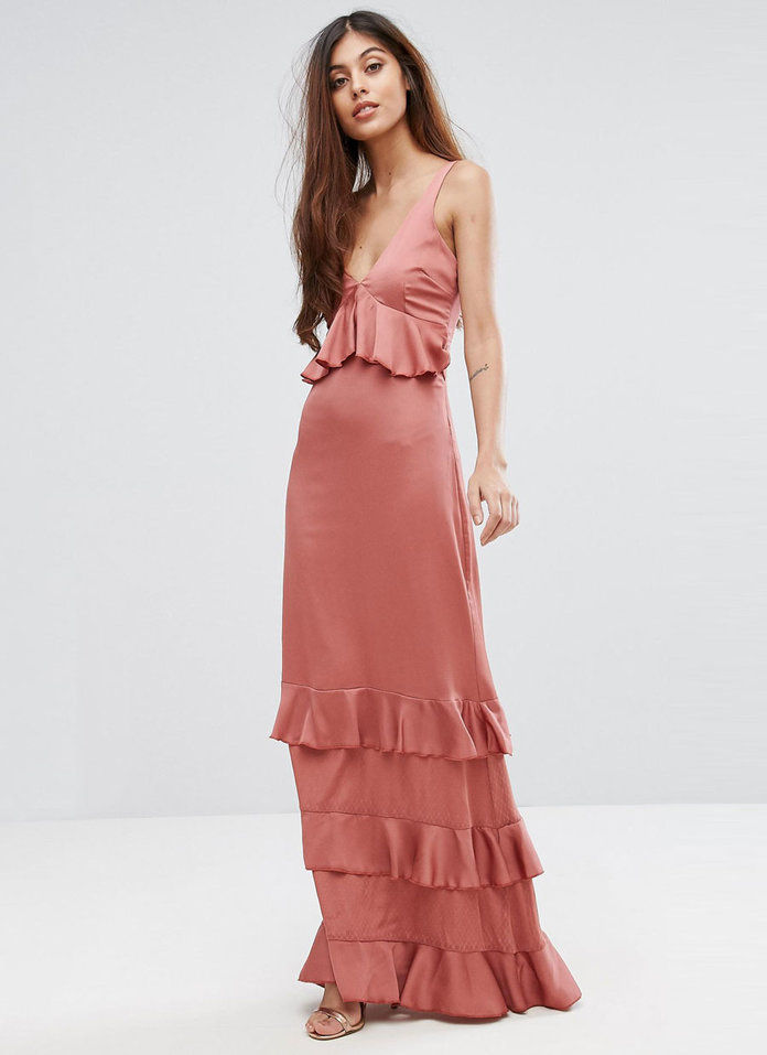 Y.A.S Studio Ruffle Maxi Dress With Lace Inserts 