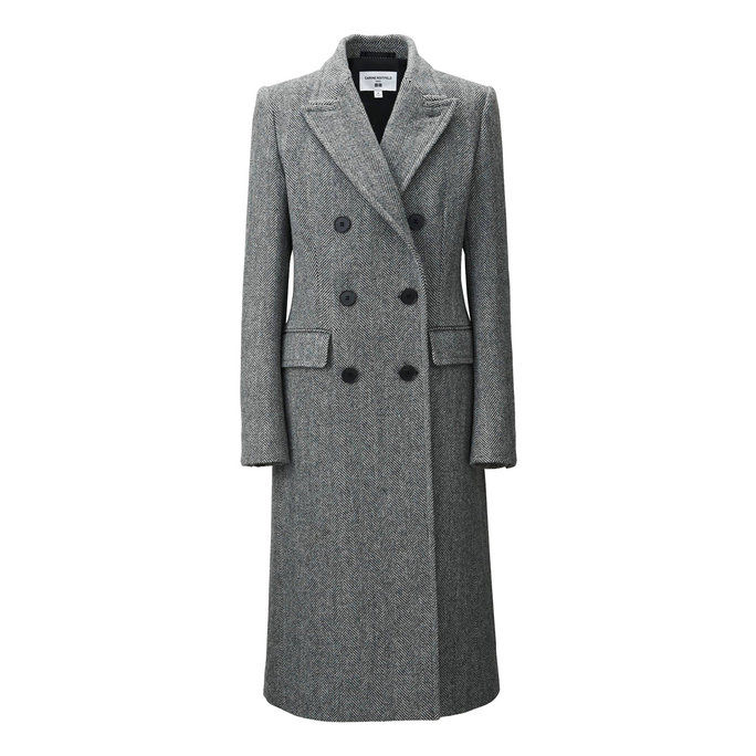 डब्ल-ब्रेस्टिड Tweed Coat 
