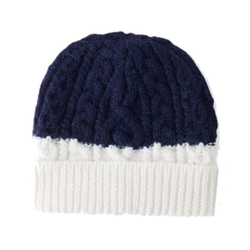 सफेद and navy cable beanie 