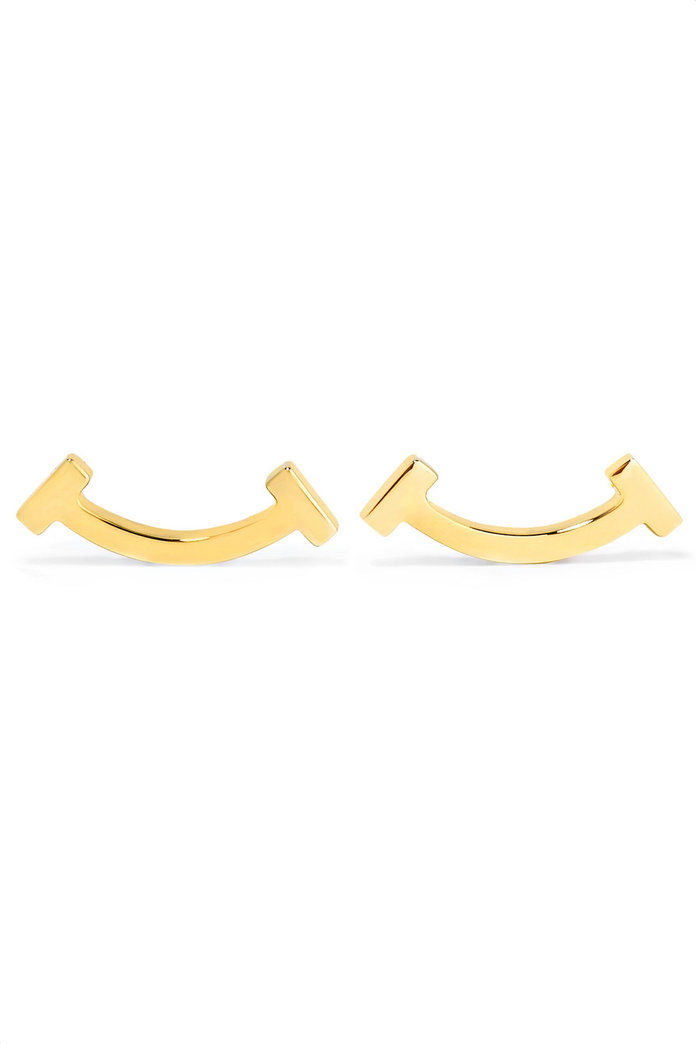 टी Smile 18-karat gold stud earrings