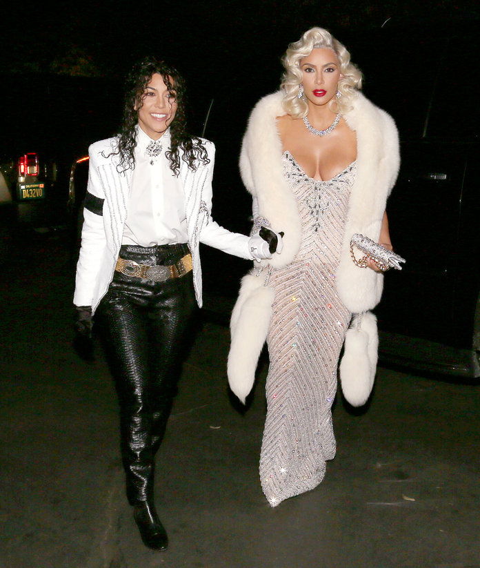 Kourtney and Kim Kardashian as Madonna and Michael Jackson 