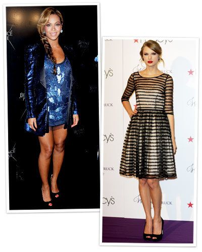 Beyonce and Taylor Swift in sequin dresses