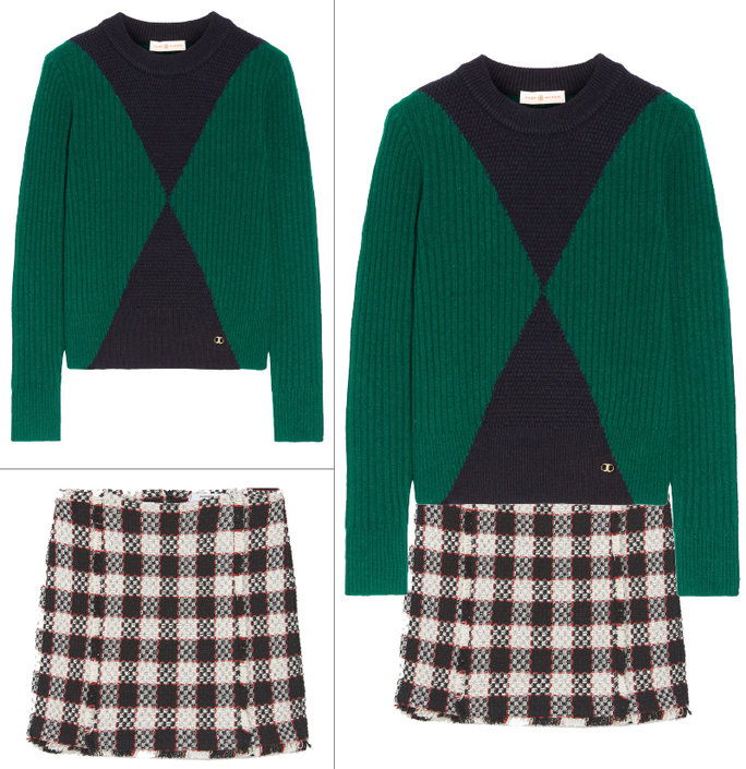 रंग-ब्लॉक Sweater + Menswear Checks 