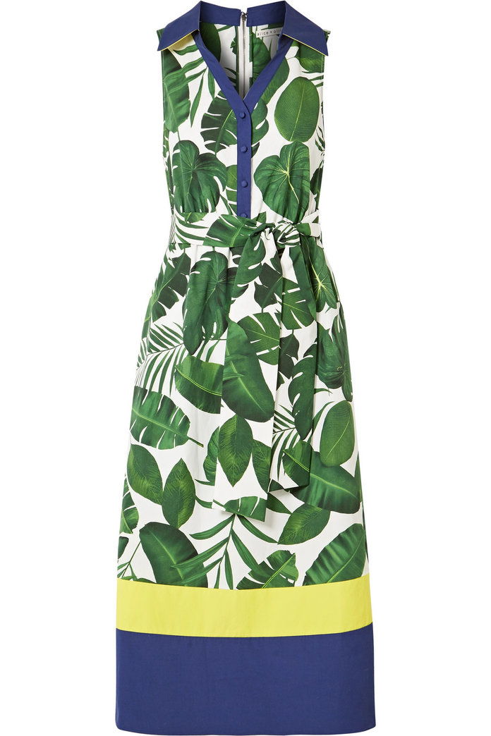 मार्गोट printed cotton-poplin dress 