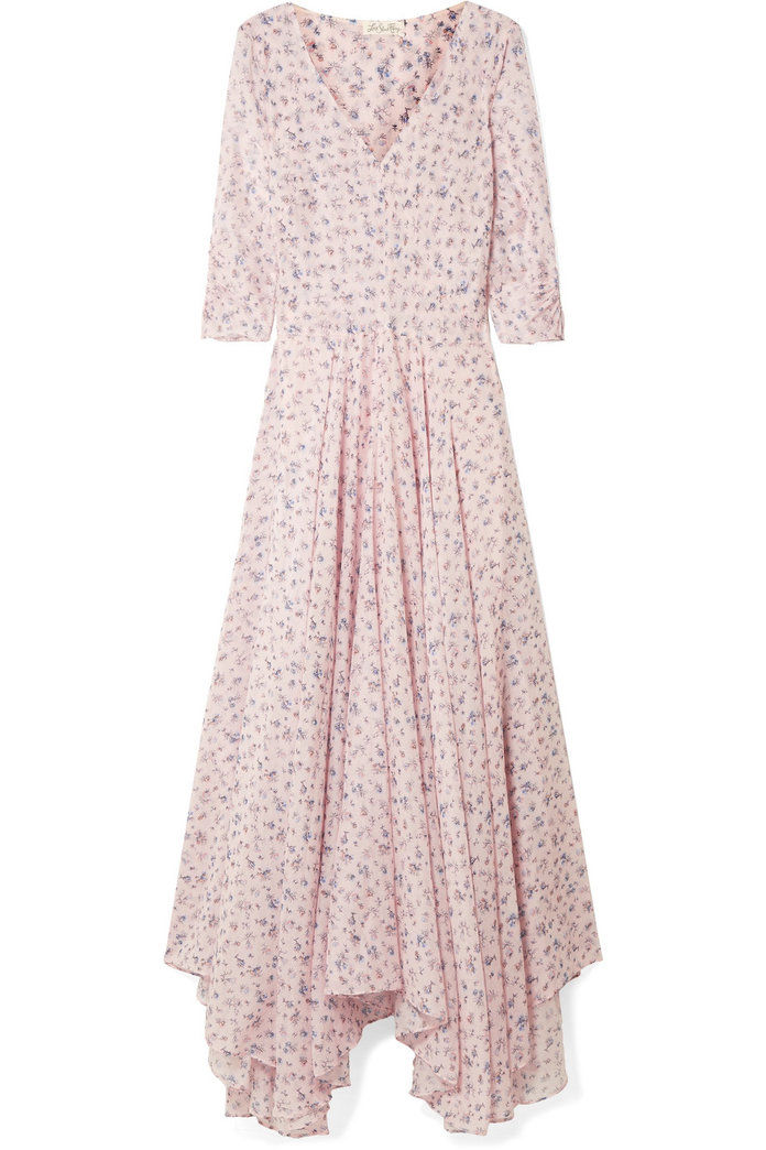 लारिसा Floral-Print Cotton and Silk-Blend Maxi Dress 