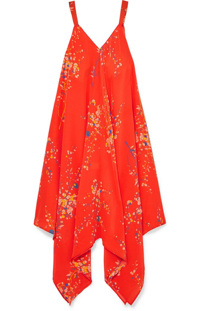 सेलेना floral-print silk crepe de chine dress 