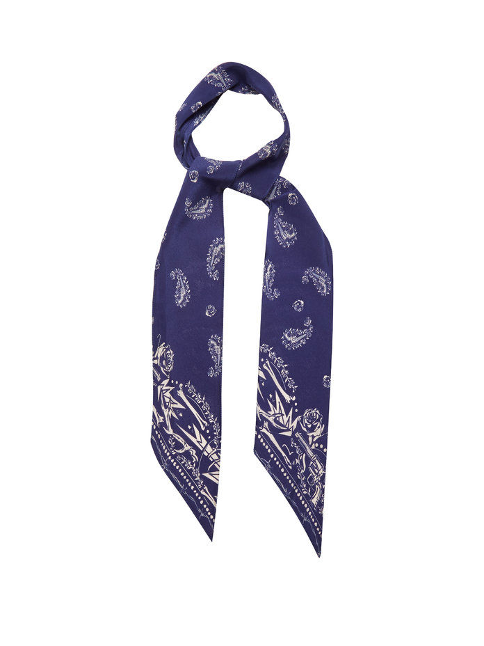 ปืน ‘n’ Rockins-print super-skinny silk scarf