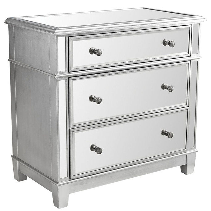 घाट 1 Hayworth Mirrored Silver Dresser