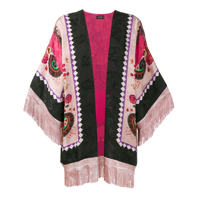 झालरदार Printed Kimono Jacket 